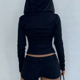 Sudadera con capucha corta y ajustada estilo gótico Little Devil Y2K