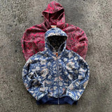 Sudadera con capucha y cremallera con estampado gótico completo