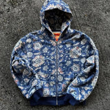 Sudadera con capucha y cremallera con estampado gótico completo
