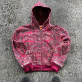 Sudadera con capucha y cremallera con estampado gótico completo