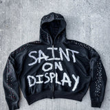 Sudadera con capucha y estampado de letras de rock gótico