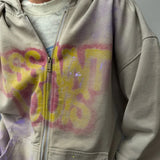 Sudadera holgada con cremallera y estilo grafiti vintage
