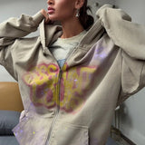 Sudadera holgada con cremallera y estilo grafiti vintage