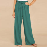 Pantalones anchos para mujer - Cintura alta - Tejido suave - Cintura ajustable - Comodidad elegante