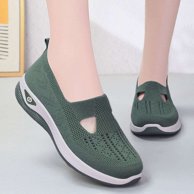 Zapatillas sin cordones para mujer – Malla transpirable – Corte bajo – Suela acolchada