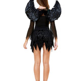 Vestido mini de mujer – Corte ajustado – Mangas transparentes – Detalle de corsé y alas