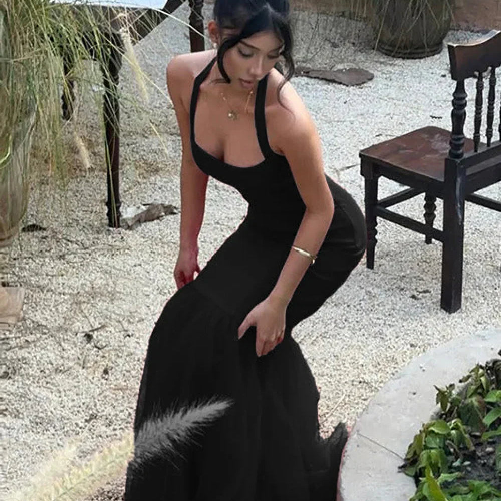 Vestido largo sin espalda con falda sirena