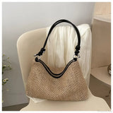 Bolso de playa de paja tejida a mano