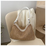 Bolso de playa de paja tejida a mano
