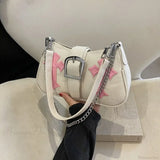 Bolso de hombro de lona con hebilla de metal