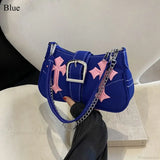 Bolso de hombro de lona con hebilla de metal