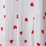 Vestido de algodón con mangas abullonadas y estampado de corazones
