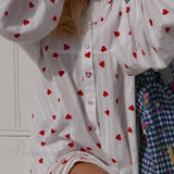 Vestido de algodón con mangas abullonadas y estampado de corazones