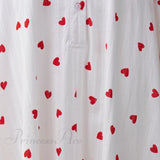 Vestido de algodón con mangas abullonadas y estampado de corazones