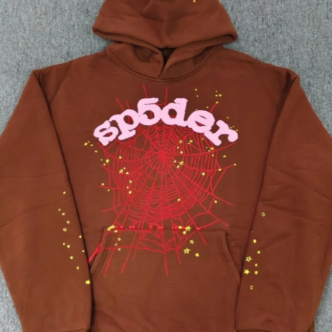 Sudadera con capucha de forro polar grueso y espuma con estampado de araña
