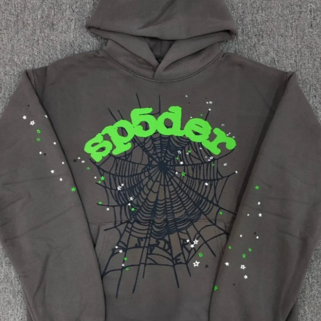 Sudadera con capucha de forro polar grueso y espuma con estampado de araña