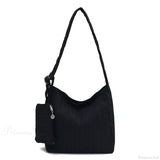 Bolso de hombro de nailon plisado de alta calidad con cremallera.