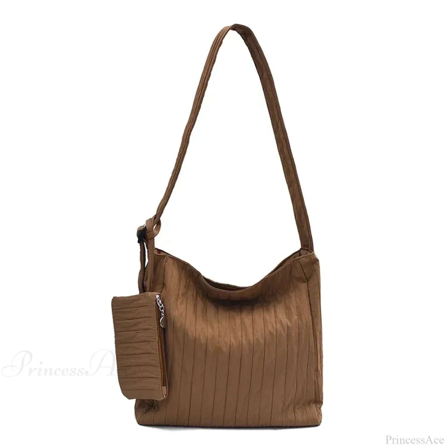Bolso de hombro de nailon plisado de alta calidad con cremallera.