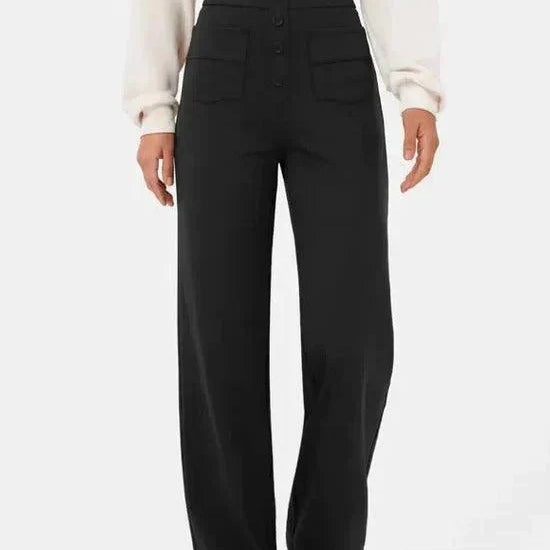 Pantalones elegantes de cintura alta: comodidad elástica y estilo moderno.