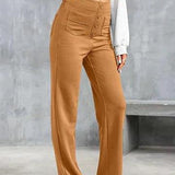Pantalones elegantes de cintura alta: comodidad elástica y estilo moderno.