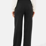 Pantalones elegantes de cintura alta: comodidad elástica y estilo moderno.