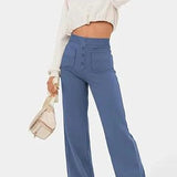 Pantalones elegantes de cintura alta: comodidad elástica y estilo moderno.