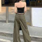 Pantalones cargo ajustados de cintura alta y pierna ancha