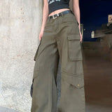 Pantalones cargo ajustados de cintura alta y pierna ancha