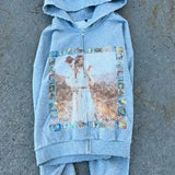 Sudadera con capucha con estampado retro de hip-hop