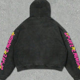 Sudadera con capucha de gran tamaño con estampado de letras estilo hip-hop rock.