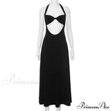Vestido de noche midi entallado, sin mangas, con espalda abierta y bajo recortado, ideal para fiestas.