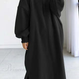 Vestido sudadera con capucha y hombros caídos