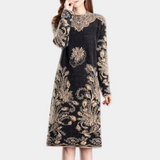 Vestido de suéter para mujer - Corte medio - Mangas largas - Elegante estampado floral