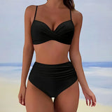 Braguita de bikini para mujer – Cintura alta – Laterales fruncidos – Ajuste elástico cómodo