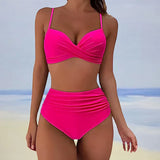 Braguita de bikini para mujer – Cintura alta – Laterales fruncidos – Ajuste elástico cómodo