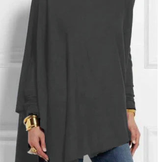 Túnica de mujer – Corte oversize – Punto suave – Mangas largas – Dobladillo asimétrico