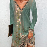 Esja - Minivestido verde con tirantes y estampado