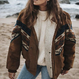 Chaqueta de invierno bohemia sofisticada para mujer.