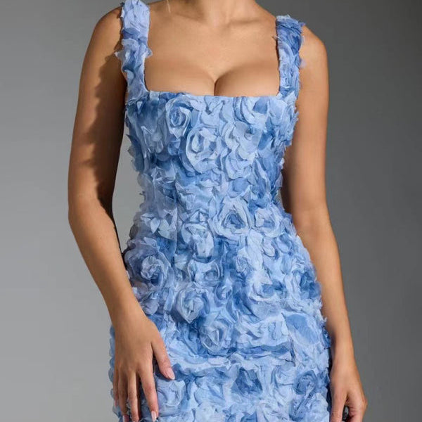 Minivestido de mujer - Corte entallado - Escote cuadrado - Elegantes detalles texturizados en 3D