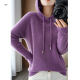Sudadera con capucha para mujer - Punto acanalado fino - Corte holgado - Mangas largas
