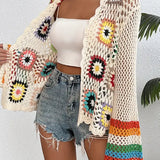 Chaleco de crochet para mujer – Corte holgado – Patrón calado – Acabado ondulado