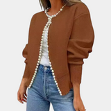 Cárdigan de mujer – Corte holgado – Punto suave – Botones de nácar – Mangas largas
