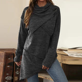 Túnica de mujer - Punto suave - Cuello chal drapeado - Mangas largas - Corte relajado