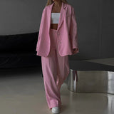 Conjunto de blazer para mujer – Corte extragrande – Pantalones anchos – Estilo elegante a medida