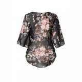 Blusa de mujer – Gasa ligera – Corte holgado – Estampado floral – Mangas sueltas