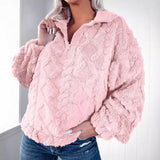 Sudadera de mujer – Corte extragrande – Forro polar suave – Cuello alto con media cremallera
