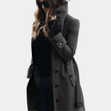 Gabardina de mujer – Corte entallado – Tejido ligero – Con cinturón – Largo elegante