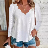 Blusa de mujer – Corte relajado – Algodón ligero – Bordado floral – Mangas largas