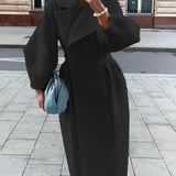Gabardina de mujer – Corte evasé – Larga – Lana – Cruzada con cinturón