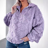 Sudadera de mujer – Corte oversize – Tejido polar suave – Cuello alto con media cremallera